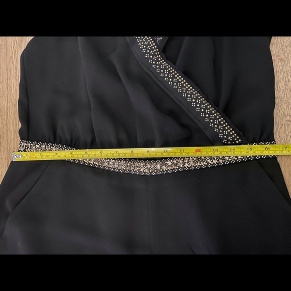 DVF Diane Von Furstenberg Silk Caroline Jewel Embellished Black Jumpsuit Size 12 - Picture 14 of 16